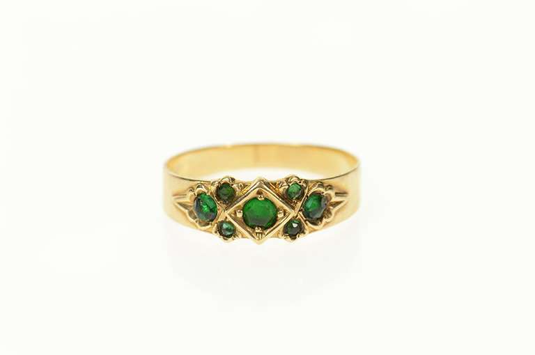 14K Yellow Gold Victorian Sim. Emerald Ornate Statement Ring