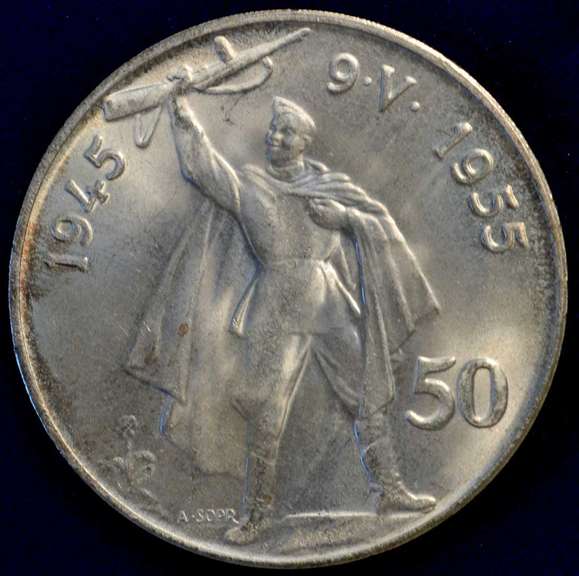 1955 Czechoslovakia 10th Anniversary Liberation From Germany. .900 Silver