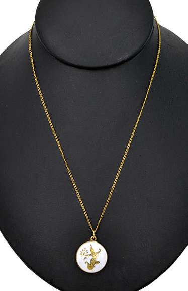 Vintage Siam Gold Filled and Gold Plated Enamel Necklace With Mekkala Goddess Pendant
