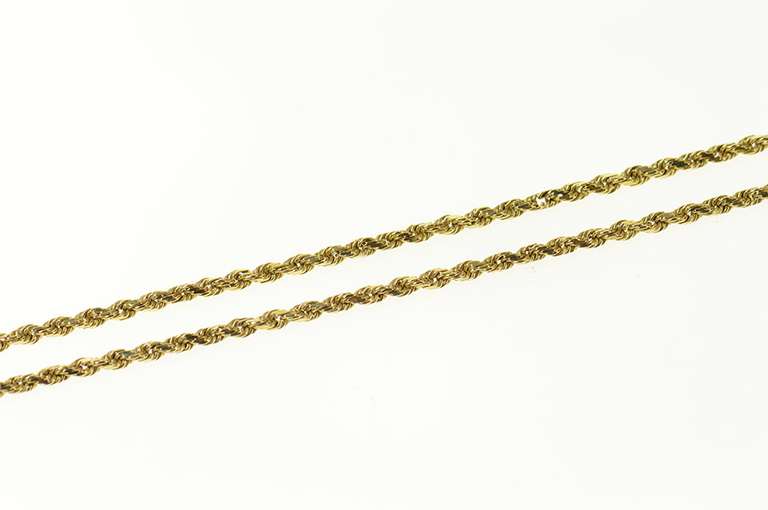 14K Yellow Gold 1.4mm Rope Link Classic Woven Chain Necklace