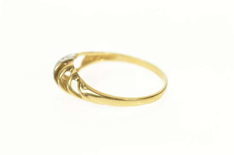 10K Yellow Gold Diamond Domed Striped Design Statement Band Ring