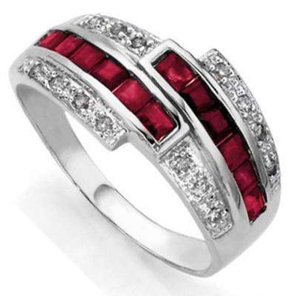 4/5 CT GENUINE RUBY & DIAMOND 18K GOLD PLATED RING