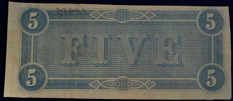 Confederate States Of America $5 Richmond February 17th 1864. Uncirculated.