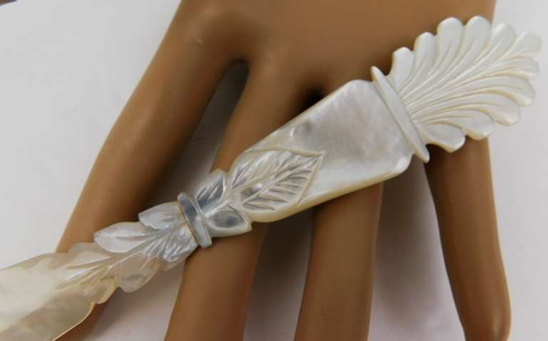 Beautiful Antique Carved Mother of Pearl Letter Opener