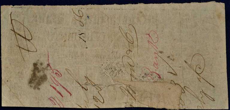 1863 Manufactures' Bank Macon,GA Five Cents.