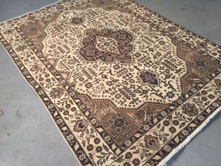 VINTAGE PERSIAN TABRIZ RUG 4.5x6.2