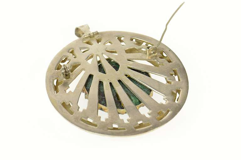 Sterling Silver Peruvian Chrysocolla Alpaca Statement Pendant/Pin