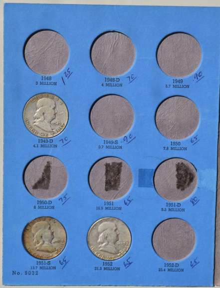 Partial Franklin Half Set 1949-1963