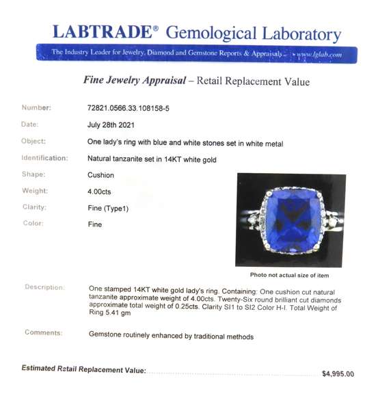 Unforgettable White Gold Tanzanite and Diamond Ring