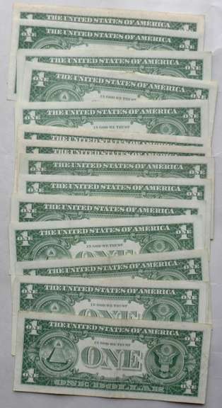15 Mixed Series Near Unc $ 1 Silver Certificates