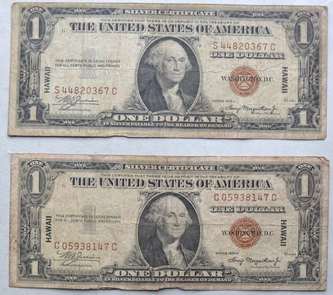 2 1935 A  $ 1 Hawaii Emergency Issue Silver Certificates