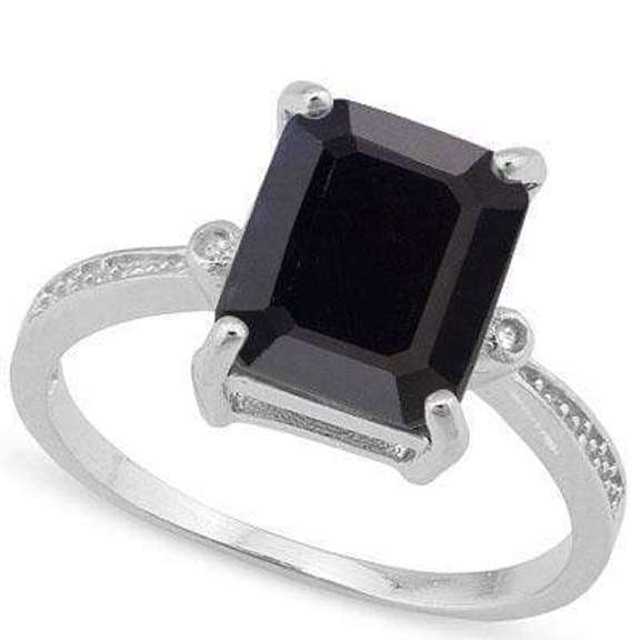 5.33 CT ENHANCED GENUINE SAPPHIRE & DIAMOND 18K GOLD PLATED RING