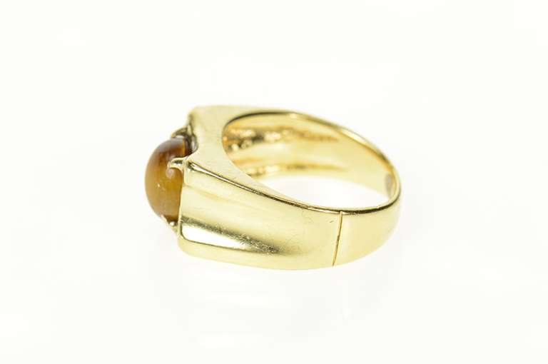 14K Yellow Gold 1960's Retro Tiger's Eye Statement Ring