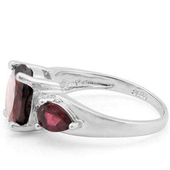 4.54 CT GARNET & DIAMOND 925 STERLING SILVER RING