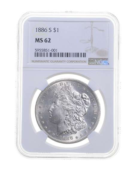 MS62 1886-S Morgan Silver Dollar - Graded NGC