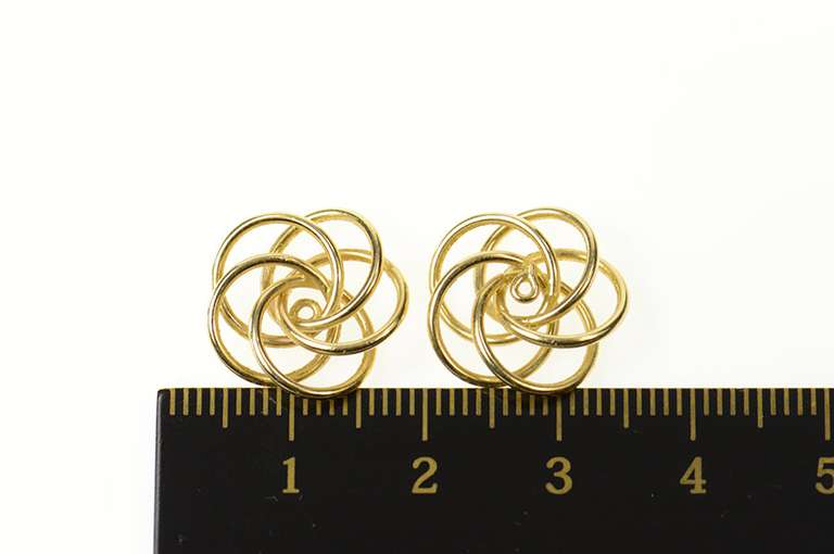 14K Yellow Gold Spiral Design Retro Stud Enhancer Earring Jackets