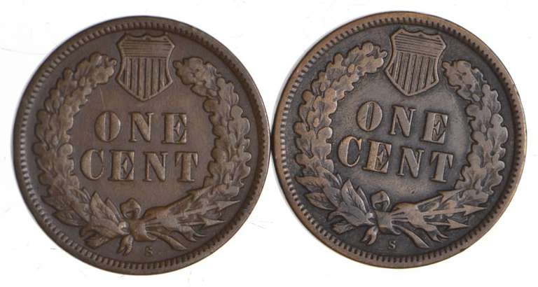Lot (2) 1909-S Indian Head Cents