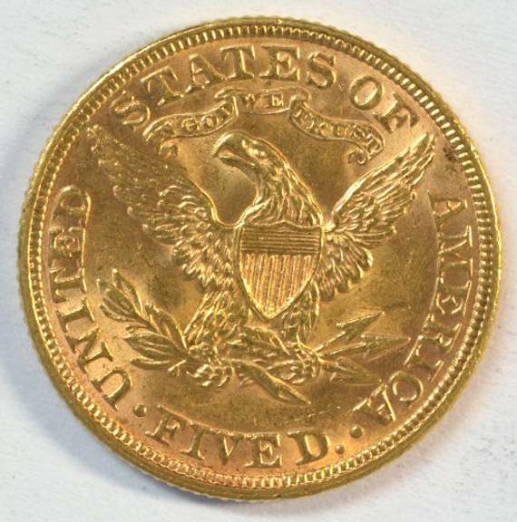 Fully struck BU 1884-P US $5 Liberty Gold Piece