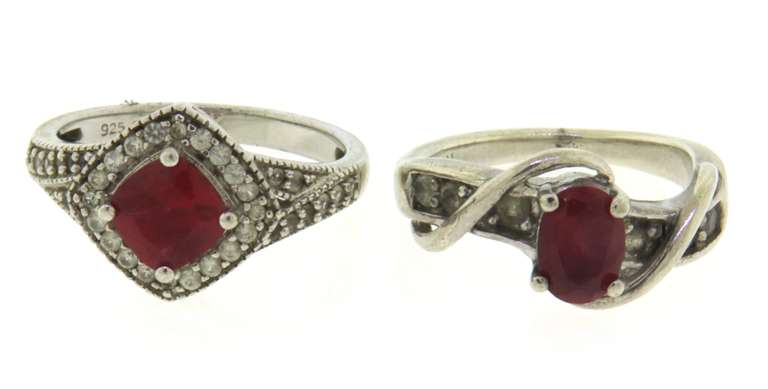 Lot of 2 Sterling Silver Cubic Zirconia Rings