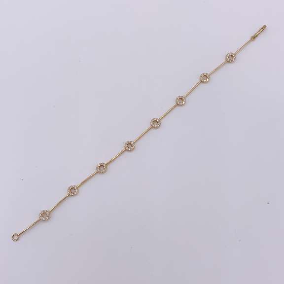 14kt Solid Yellow Gold & Diamond Station Bracelet