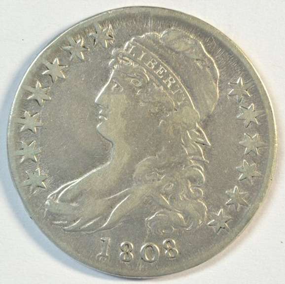 Scarce early 1808 Capped Bust Half Dollar. Nice circ