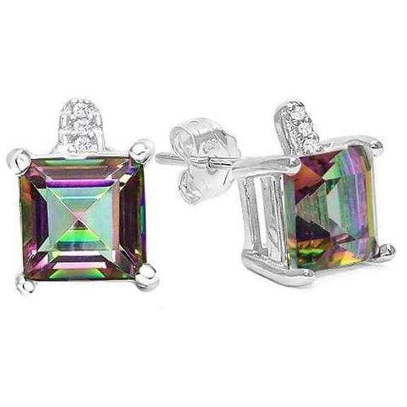 3 1/4 CARAT MYSTIC GEMSTONE 925 STERLING SILVER EARRINGS