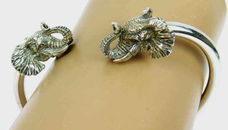 Kabana Sterling Silver Elephant Cuff Bracelet
