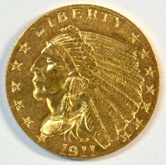 Flashy BU 1911 US $2.50 Indian Gold Piece