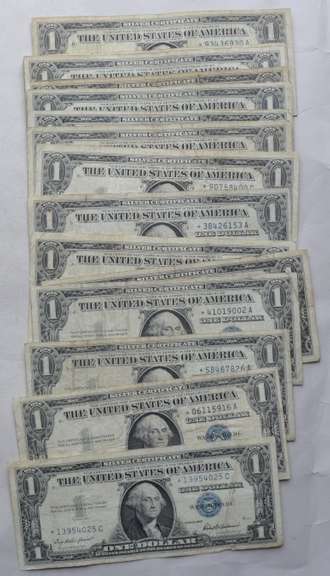 16 1957 Star $ 1 Silver Certificates