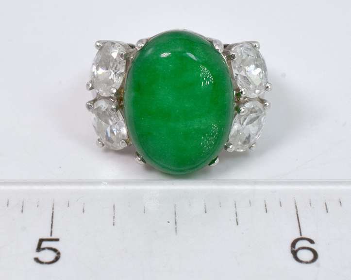 Bold Chrysoprase & CZ Ring in Sterling Silver