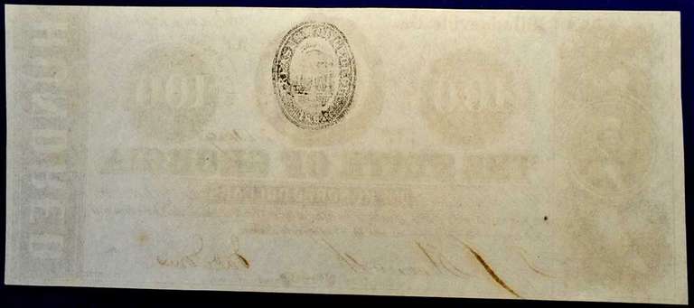 State Of Georgia, Milledgeville. 1863 $100. Uncirculated.