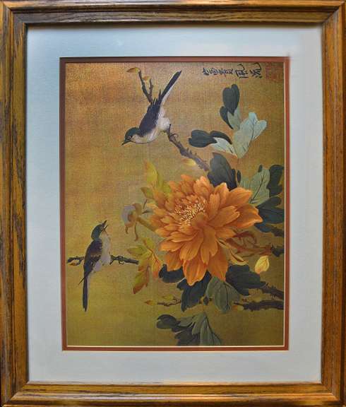 GOLD AND SILVER PAINTING ON SILK MEDIUM JAPANESE ART