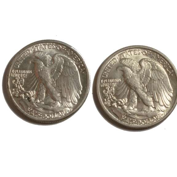 1942 1945 Frosty White BU Walker Halves