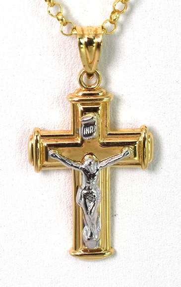 Beautiful Crucifix Necklace in 2-Tone 14KT Gold