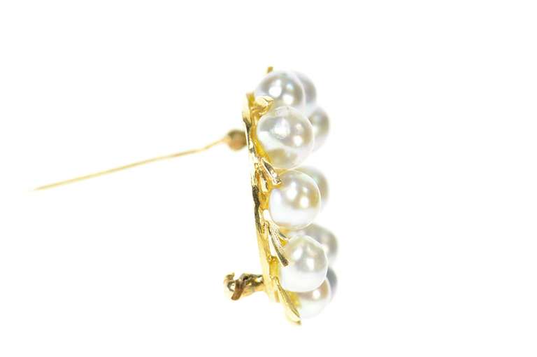 14K Yellow Gold Light Blue Pearl Wreath Statement Pin/Brooch