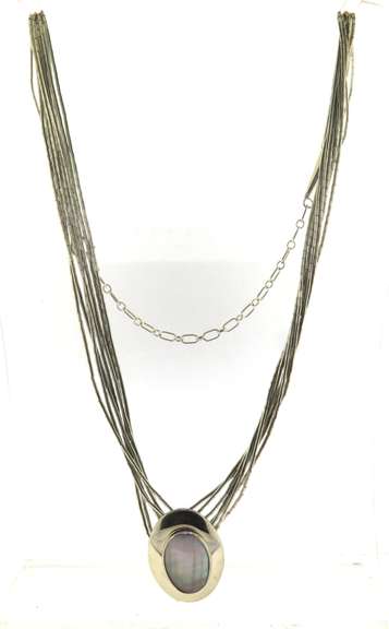Sterling Silver Multi Strands Tube Chain With Pendant