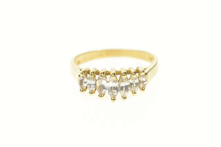 14K Yellow Gold Marquise Seven Stone Statement Band Ring
