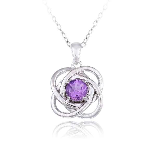 Sterling Silver 2/5ct Amethyst Love Knot Necklace