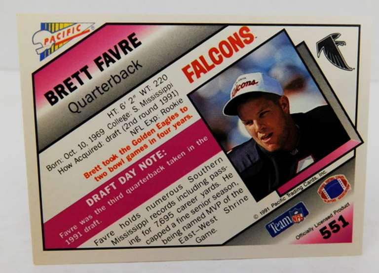 Brett Favre 1991 Pacific Rookie Football Card