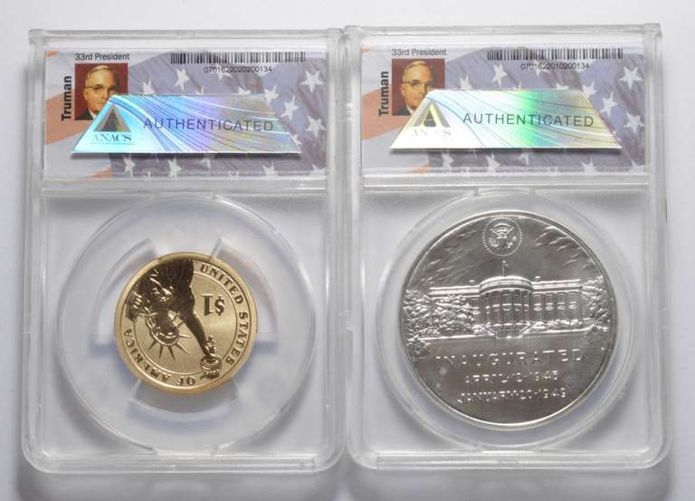 Lot (2) Truman Coin & Chronicles 2-Coin Set - Graded ANACS