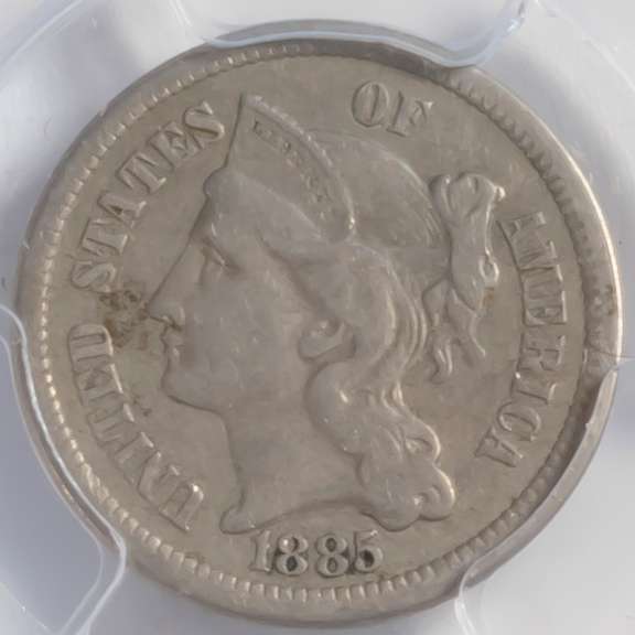 1885 3 Cent Nickel 1000 Minted PCGS VF 35