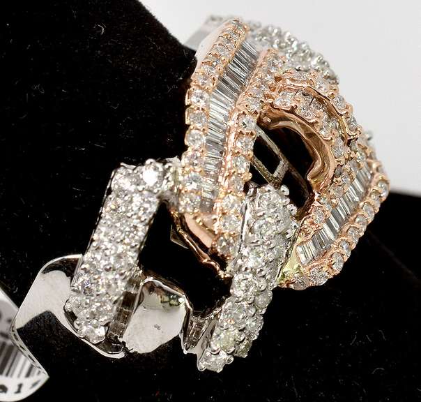 Two Tone Diamond Ornate Ring in Gold