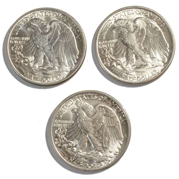 1941 1945 1946 Frosty White BU Walker Halves