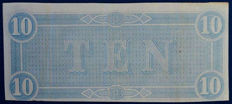 Confederate States Of America $10 Richmond Feb.11, 1864. Circulated.