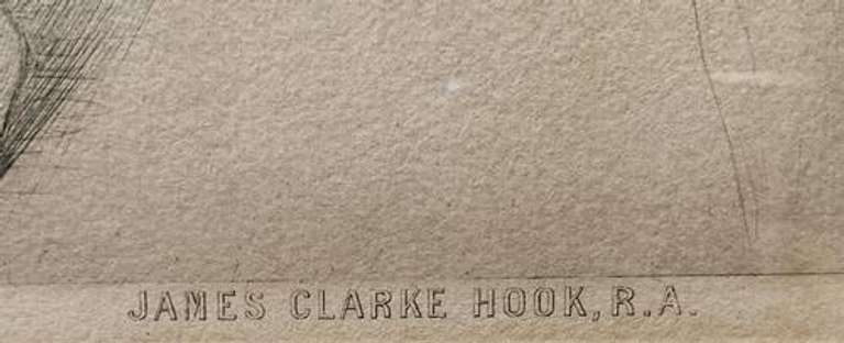 Vintage Etching Portrait of James Clark Hook by J.E Millais John Everett Millais