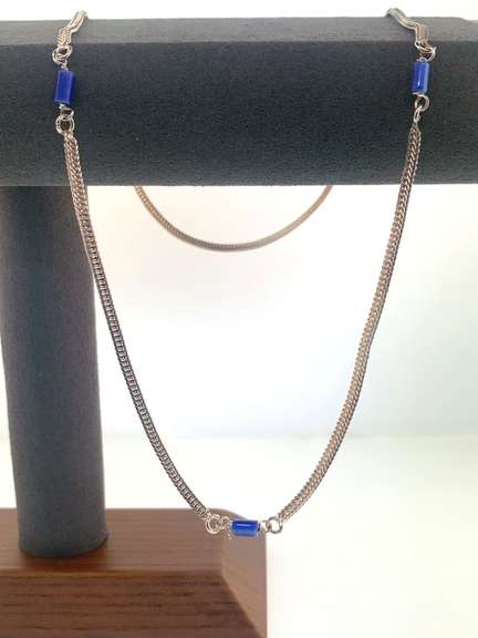 Sterling silver necklace with blue beads