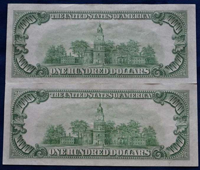 2 x Series 1934 A $100 Notes In Sequence