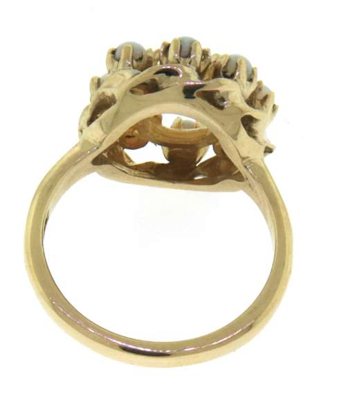 Beautiful Yellow Gold Opal Cluster Ring