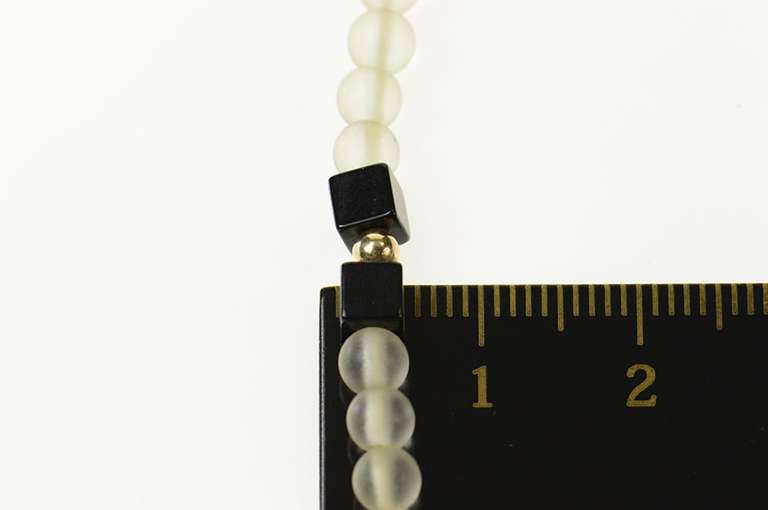 14K Yellow Gold Black Onyx Camphor Glass Beaded Bracelet