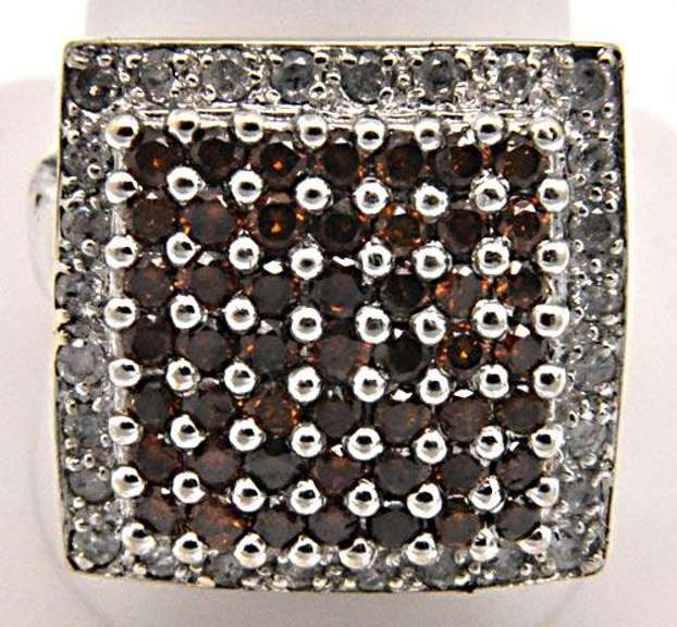 AMBER & DIAMOND WIDE RING